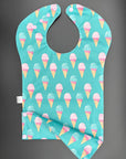 Cornets crème glacée turquoise _ Bavette imperméable évolutive 5 à 12 mois