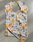 Animaux de la forêt fond beige _ Bavette imperméable évolutive 5 à 12 mois