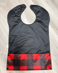 Bavette imperméable évolutive 1 à 4 ans : noire et carreaux