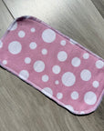 Papier toilette lavable : bulles blanches fond rose