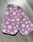 Papier toilette lavable : bulles blanches fond rose