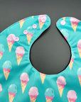 Cornets crème glacée turquoise _ Bavette imperméable évolutive 5 à 12 mois