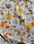 Animaux de la forêt fond beige _ Bavette imperméable évolutive 5 à 12 mois