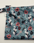 Sac imperméable, format sandwich avec ganse : fleurs bleues
