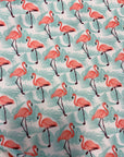 Sac imperméable, format sandwich avec ganse : flamants roses turquoise
