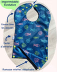 Bavette imperméable évolutive 1 à 4 ans : noire et melons