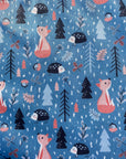 Animaux forêt fond bleu _ Bavette imperméable évolutive 1 à 4 ans