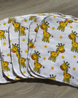 Débarbouillette de flanelle: girafes jaunes