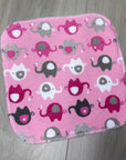 Débarbouillette de flanelle : éléphants roses