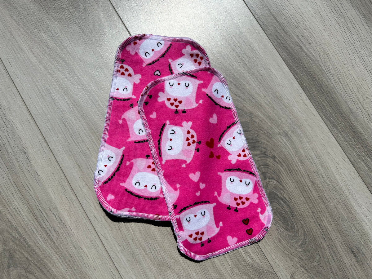 Papier toilette lavable :  hiboux roses