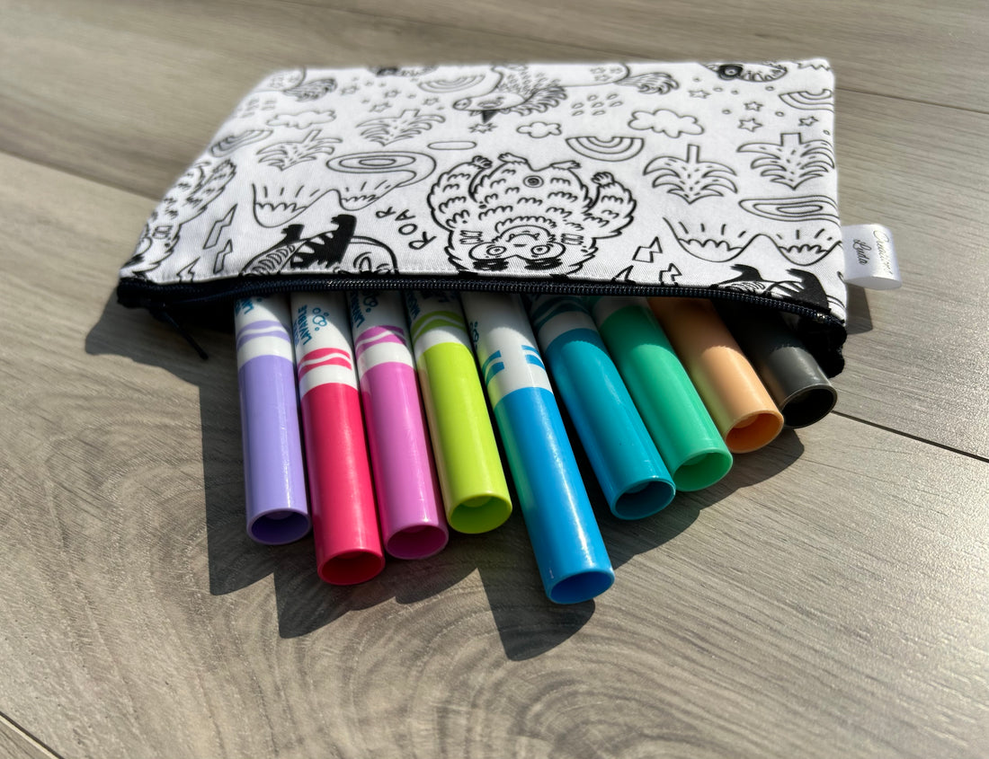 Étui à crayons à colorier , imperméable: dinos et licornes