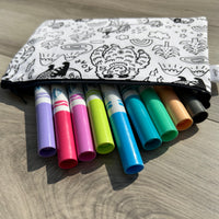 Étui à crayons à colorier , imperméable: dinos et licornes