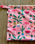 Sac imperméable, format moyen  : flamants cactus